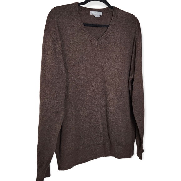 Daniel Cremieux 100% Supima Cotton Brown V Neck Sweater Knit Size Large Men EUC - Picture 8 of 8